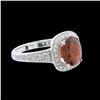 Image 2 : 4.30CT NATURAL MALAYA GARNET 14K WHITE GOLD RING