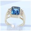 Image 1 : 14K YELLOW GOLD BLUE TOPAZ RING:6.30 GRAMS/BLUE TOPAZ:3.00CT