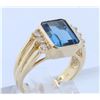 Image 2 : 14K YELLOW GOLD BLUE TOPAZ RING:6.30 GRAMS/BLUE TOPAZ:3.00CT