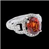 Image 2 : 4.66CT NATURAL MALAYA GARNET 14 WHITE GOLD RING