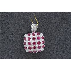 14K WHITE GOLD RUBY PENDANT