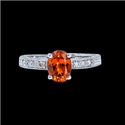 1.30CT NATURAL SPESSARTITE 14K WHITE GOLD RING