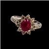 Image 1 : 1.56CT NATURAL RUBY 14K WHITE GOLD RING