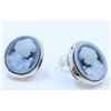 Image 2 : 14K WHITE GOLD CAMEO EARRING