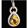 Image 1 : 18K WHITE GOLD CITRINE PENDANT:3.01GRAMS/CITRINE:4.45CT/DIAMOND:0.31CT