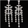 Image 1 : 18K White Gold And Diamond Dangling Earring Round Shape Diamond-1.40ct Weight-12.45 Grams