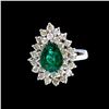 Image 1 : 1.73CT NATURAL COLUMBIAN EMERALD 18K WHITE GOLD RING