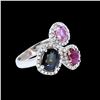 Image 2 : NATURAL 2.29CT CEYLON PINK SAPPHIRE AND 1.30CT RUBY 14k W/G RING