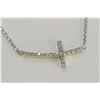 Image 2 : 14K WHITE GOLD CROSS PENDANT WITH CHAIN :2.48g/Diamond:0.14ct