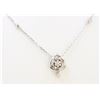 Image 2 : 14K WHITE GOLD ROSE PENDANT WITH CHAIN:4.82g/Diamond:0.24ct