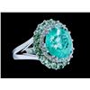 Image 2 : 10.10CT NATURAL PARAIBA COPPER BEARING TOURMALINE 18K WHITE GOLD RING