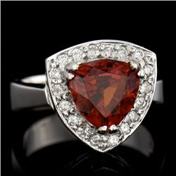 3.40CT NATURAL MALAYA GARNET 18K WHITE GOLD RING