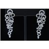 Image 3 : 18K White Gold And Diamond Dangling Earring Round Shape Diamond-3.39ct Weight-14.35Grams