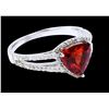 Image 1 : 2CT NATURAL MALAYA GARNET 18K WHITE GOLD RING