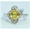 Image 1 : 14K WHITE GOLD RING 4 GRAM  DIAMOND 0.18CT YELLOW SAPPHIRE 1.76CT