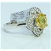 Image 2 : 14K WHITE GOLD RING 4 GRAM  DIAMOND 0.18CT YELLOW SAPPHIRE 1.76CT