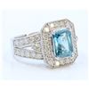 Image 2 : 14K WHITE GOLD RING 8.05GRAM DIAMOND 1.37CT BLUE ZIRCON 3.55CT