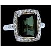 Image 1 : 6.62CT NATURAL COPPER BEARING GREEN PARAIBA TOURMALINE 14K WHITE GOLD RING