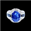 Image 2 : GIA 10.04CT NATURAL CEYLON BLUE SAPPHIRE 14K WHITE GOLD RING