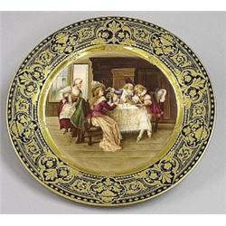 SUPERB VIENNA PORCELAIN CABINET PLATE, Austrian. 19th Century. Underglazed blue beehive mark. D...