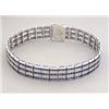 Image 1 : SAPPHIRE AND DIAMOND STRAIGHT LINE BRACELET, Composed of thirty-three rectangular links, set wi...