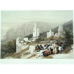 DAVID ROBERTS (English. 1796-1864), "Remains of a Triumphal Arch at Petra". Signed in the plate...