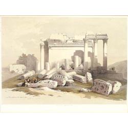 DAVID ROBERTS (English. 1796-1864), "Ruins of the Eastern Portico of the Temple of Baalbec". Si...