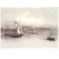 DAVID ROBERTS (English. 1796-1864), "General View of the Ruins of Luxor from the Nile". Signed...