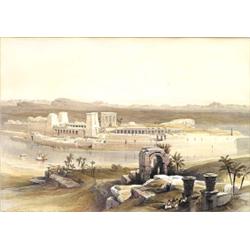 DAVID ROBERTS (English. 1796-1864), "General View of the Island Philae, Nubia". Signed in the p...