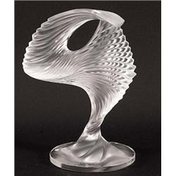 LALIQUE FROSTED AND MOLDED CRYSTAL SCULPTURE, French. Signed Lalique, France. Height 12 1/2". $...