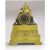 Image 1 : GOOD EMPIRE STYLE GILT AND PATINATED BRONZE MANTEL CLOCK, French. 19th Century. The circular me...