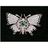 Image 1 : DIAMOND, EMERALD, RUBY AND SAPPHIRE "BUTTERFLY" BROOCH, Pavé set with round cut diamonds, cente...