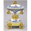 Image 1 : FINE JACOB PETIT PORCELAIN SAUCE BOWL AND COVER, French. 1830-1862. The circular bowl molded wi...