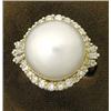 Image 1 : FINE CULTURED PEARL AND DIAMOND RING, Centered by a 15.7 mm cultured pearl surrounded by six ta...