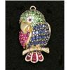 Image 1 : CHARMING RUBY, SAPPHIRE, EMERALD AND DIAMOND "BIRD" PIN/PENDANT, Set with eleven marquise and n...