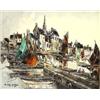 Image 1 : CHRISTO CHARPIDES (Greek. 1909-1992), "Harbor Scene". Signed C. Charpides l/l., Oil on Canvas...