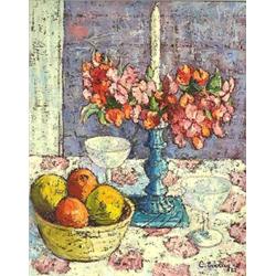 C. EVERLEY (American. 20th Century), "Still Life with Posy Ring". Signed C. Everley and dated 6...