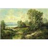 Image 1 : OTTO C. SCHUSTER (German. Born 1924), "Landscape with Figures". Signed O.C. Schuster l/l., Oi...