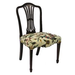 GEORGE III STYLE MAHOGANY SIDE CHAIR, The arched top rail above the pierced backsplat and padde...
