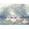 Image 1 : MARION RICE (American. 20th Century), "Figures Beside Lily Pond". Signed Marion Rice l/r., Oi...