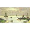 Image 1 : ADVERSE (European. 20th Century), "Harbor Scene". Signed Adverse l/r., Oil on Panel. Measurin...