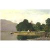 Image 1 : R. MUNRO (European. 19th Century), "Houses by the Lake". Signed R. Munro and dated 1872 l/r.<br...