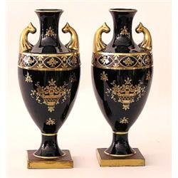 PAIR OF LIMOGES PORCELAIN VASES, French. 20th Century. Painted by J. Pinon. Signed. Each of urn...
