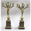 Image 1 : GOOD PAIR OF EMPIRE GILT BRONZE AND MARBLE THREE LIGHT FIGURAL CANDELABRA, French. Late 18th Ce...