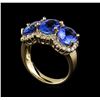 Image 4 : 6.87 ctw Tanzanite and Diamond Ring - 14KT Yellow Gold