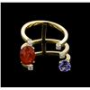 Image 2 : 14KT Yellow Gold 1.76 ctw Orange Sapphire, Tanzanite and Diamond Ring