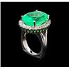 Image 4 : GIA Cert 15.64 ctw Emerald and Diamond Ring - 14KT White Gold