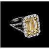 Image 1 : EGL USA Cert 5.84 ctw Fancy Yellow Diamond Ring - 18KT-Platinum Two-Tone Gold