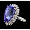 Image 1 : GIA Cert 12.18 ctw Tanzanite and Diamond Ring - 14KT White Gold