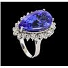 Image 4 : GIA Cert 12.18 ctw Tanzanite and Diamond Ring - 14KT White Gold